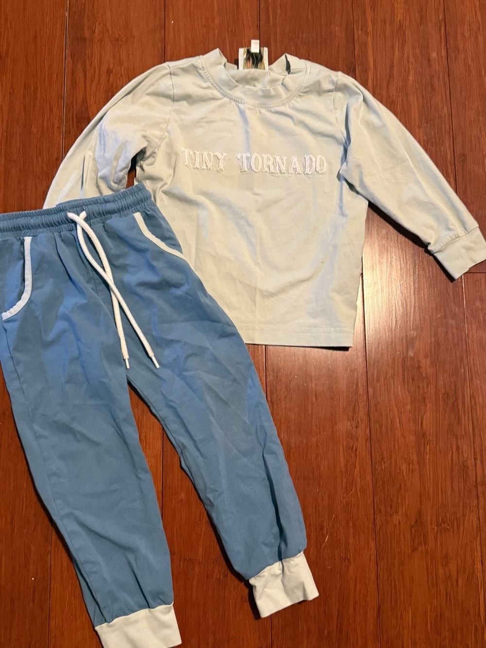 Tiny Tornado Light Blue Kids Sweatshirt & Dusty Blue Joggers Set